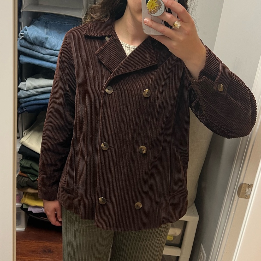 Vintage L.L. Bean Brown Corduroy Double Breasted Jacket size small